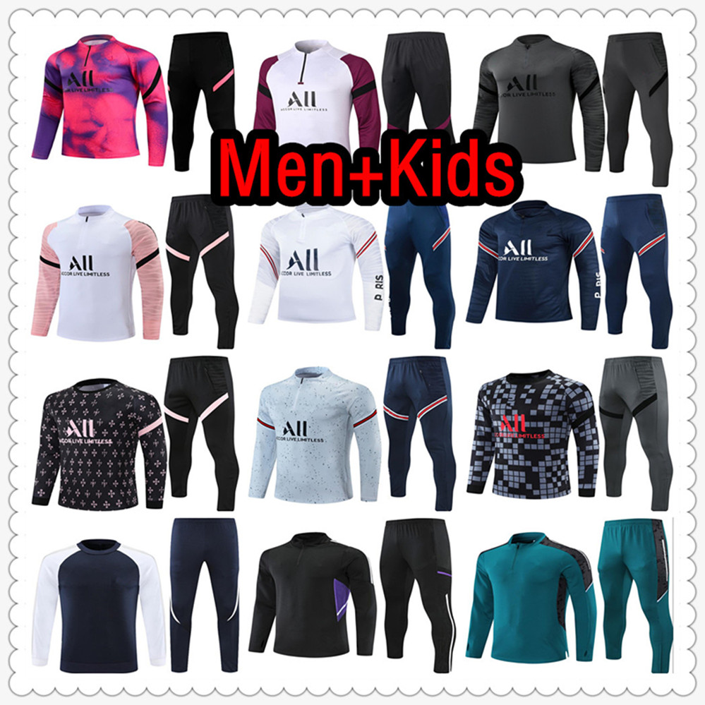 

21 22 mens and kids kit soccer tracksuit jersey 2122 football jerseys training pants jacket chandal futbol survetement foot maillot de retro player version