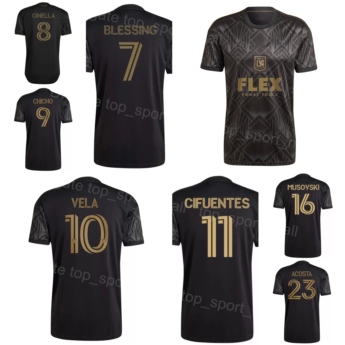 

22-23 MLS Soccer LAFC Los Angeles FC Jerseys 9 ROSSI 29 ARANGO 11 CIFUENTES 10 VELA 16 MUSOVSKI 20 ATUESTA 7 BLESSING 94 MURILLO Team Color Black Football Shirt Kits
