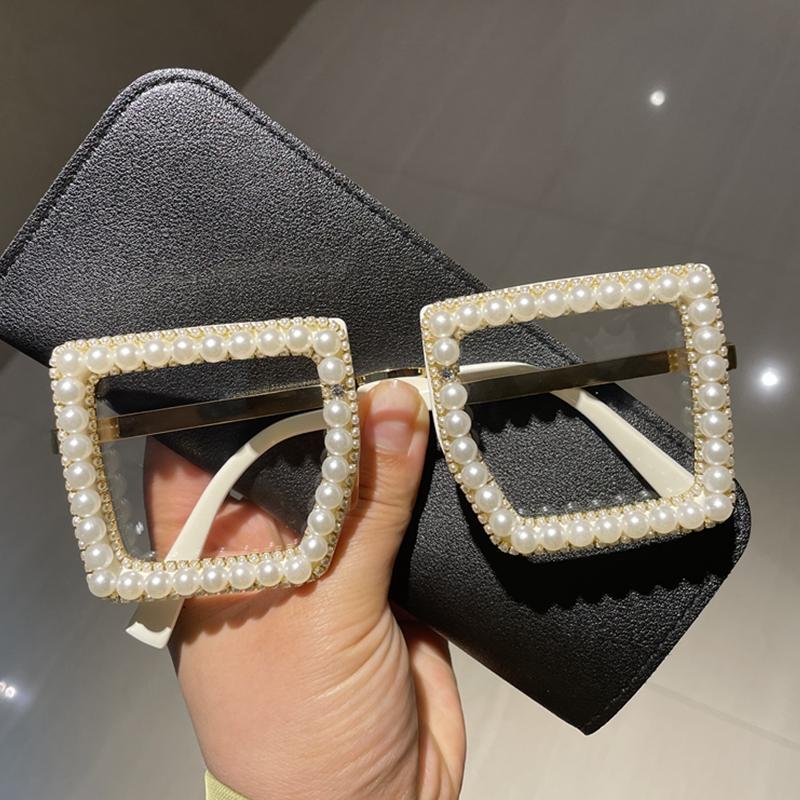 

Sunglasses Clear Square Glasses Women 2022 Fashion Oversized Transparent Optical Frames Female Vintage Diamond Eyeglasses