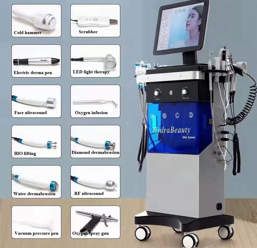 

High quality13 IN 1 hydra facial Microdermabrasion Oxygen Crystal Diamond Water Peeling Face Clean Skin Care Facial CleaningOxygen Jet Peel beauty equipment