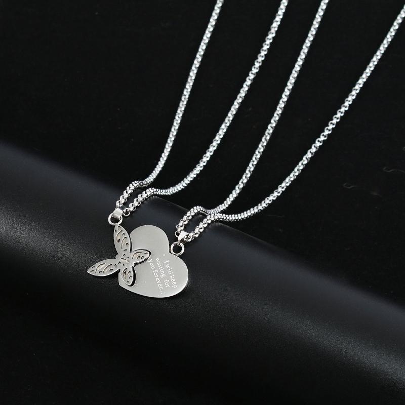 

Chains European And American Stainless Steel O-chain Butterfly Love Couple Necklaces A Pair Men's Women's Pendants DropshipChains