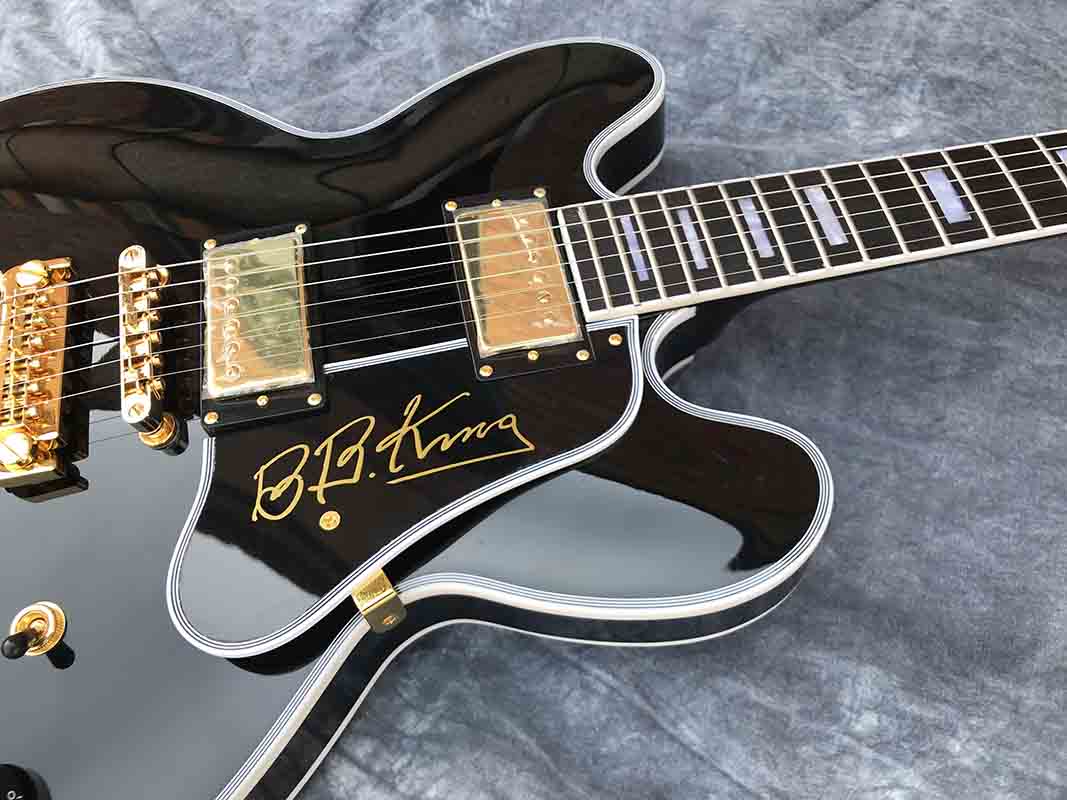 

In stock-Custom jazz Guitar 80th anniversary BB King Lucille black semi-hollow body 5 speed switch guitar OEM
