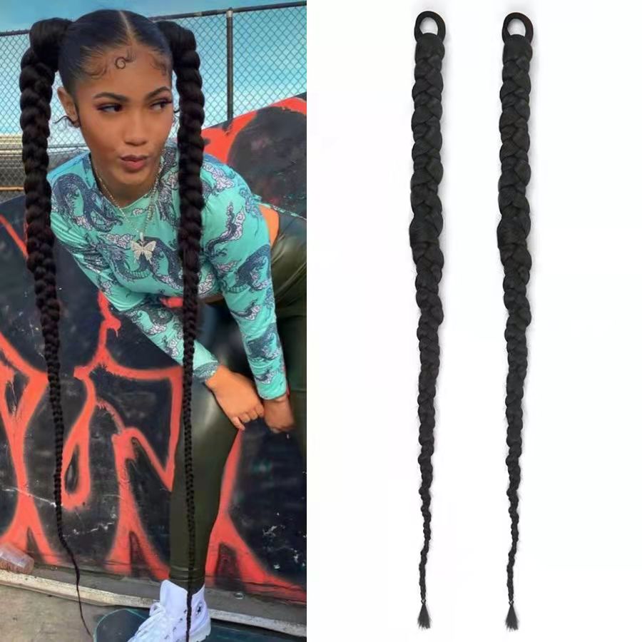 

2022 New Boxing Ponytail Hair Accessories Thick Dirty Braids