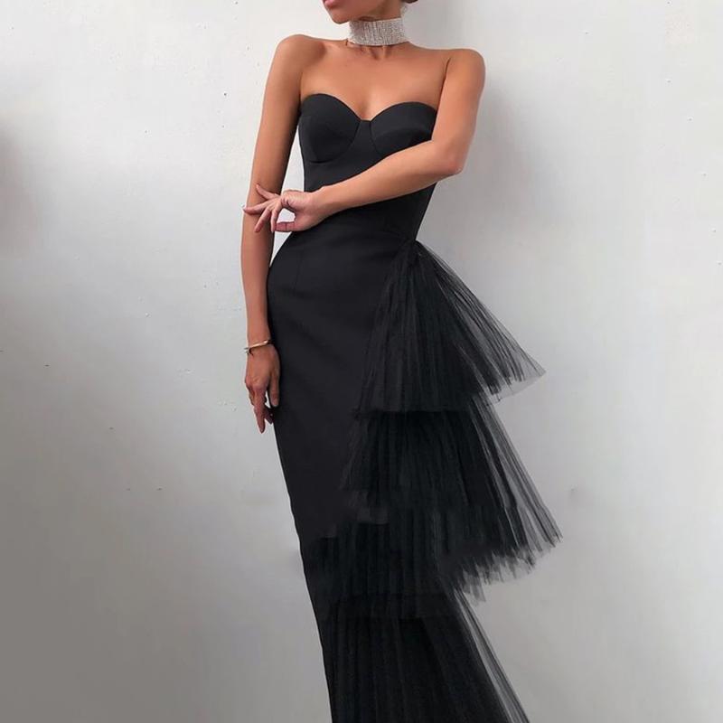 Party Dresses Elegant Black Pink Mermaid Prom Dress Tulle Sweetheart Sleeveless Evening Gowns Abiye Gece Elbisesi