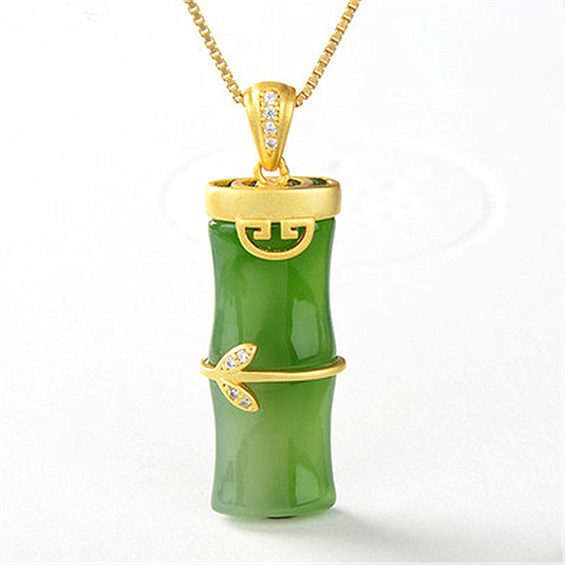 

Bamboo Inlaid Jade Pendant Hetian Jade Russian Chalcedony Bamboo Pendant Chinese Style Bamboo Jade Pendant Necklace
