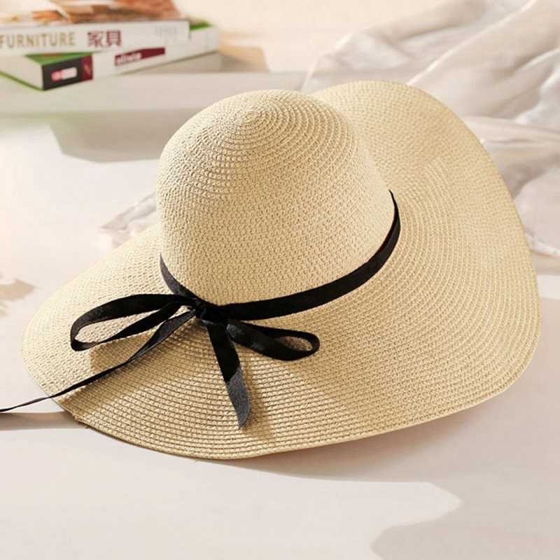 

Fashion Summer Straw Woman Beach Sun s Leisure Journey Outdoors Vacation Accessories UV Protection Big Brimmed Hat, Khaki