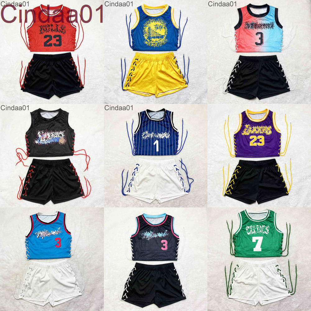 Femmes Survêtements Bandage Deux Pièces Ensemble Lettres Imprimer À Lacets Costumes Designer Uniformes De Basket-Ball Bébé Tenues Gilet Sans Manc