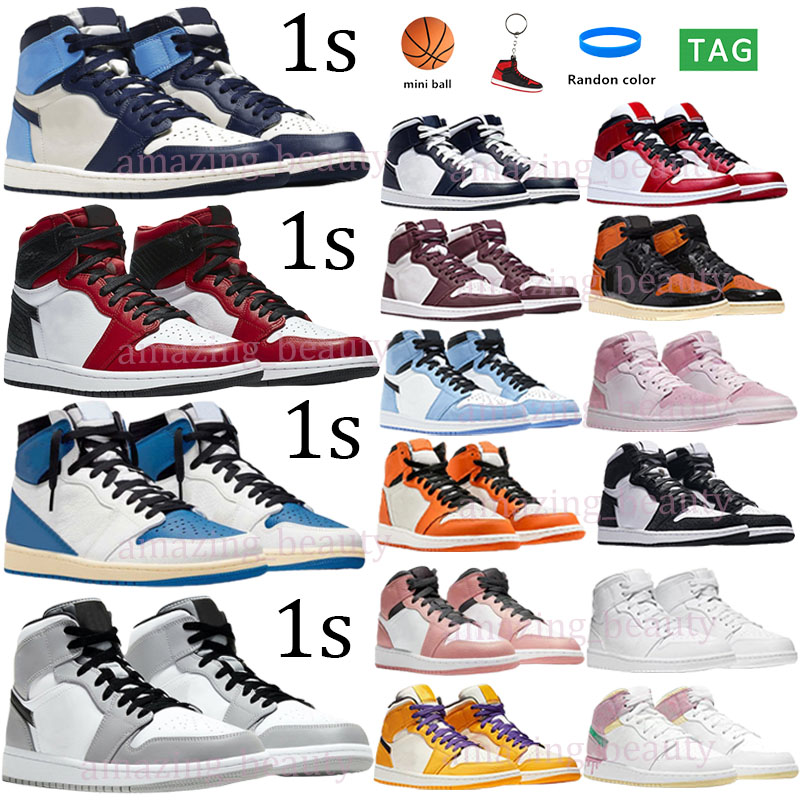 

2021 Mens 1 high OG basketball shoes 1s University Blue electro orange dark mocha bred shadow UNC twist men women Sneakers trainers Size 36-46, Box
