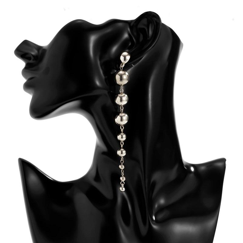 

Dangle & Chandelier Hip Hop Punk Metal CCB Round Bead Long Drop Earrings For Women Trendy Simple Geometry Stud Jewelry Accessories
