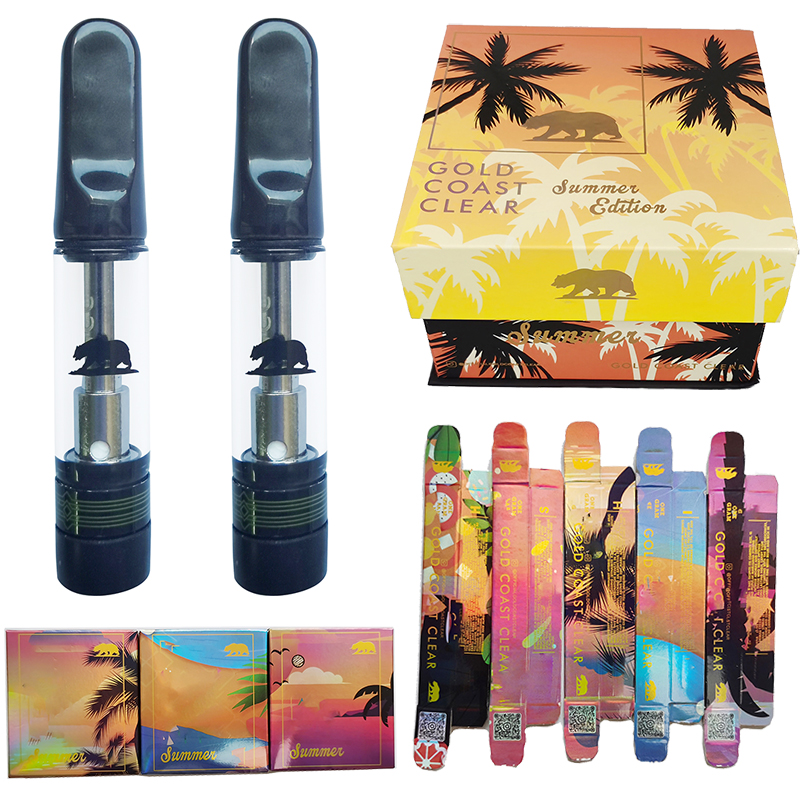 

Gold Coast Clear Vape Cartridges Package 0.8ml Atomizers Dispoable Vpaes carts Cart Ceramic Cartidges Glass Tank Thick Oil Vaporizer E Cigarettes 510 Thread Pen