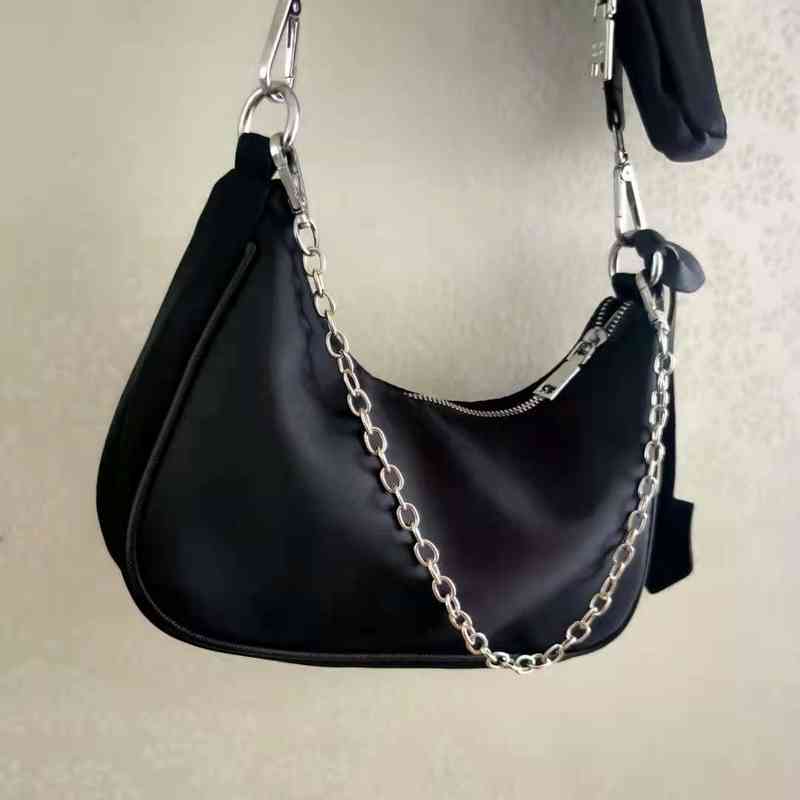 

Handbags three in hobo armpit nylon middle hand chain one shoulder cross method club bag girl Purse, Black