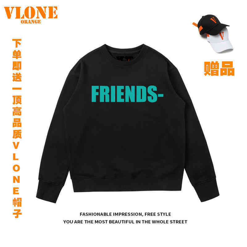 

mens hooded vlones orange high street round neck sweater big V loose spring and autumn hoodless friends Mint tide hoodies jackets coats, Friends white mint (please note the