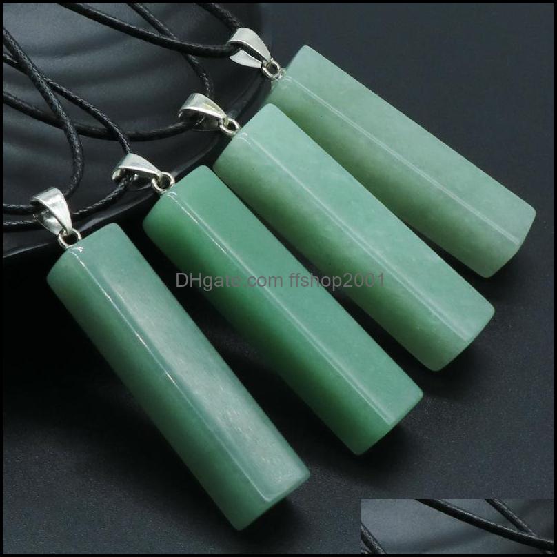

Pendant Necklaces Rectangar Bar Green Aventurine Pillar Reiki Healing Crystal Energy Stone Quartz Rope Chain Fashion Women Ffshop2001 Dhaos