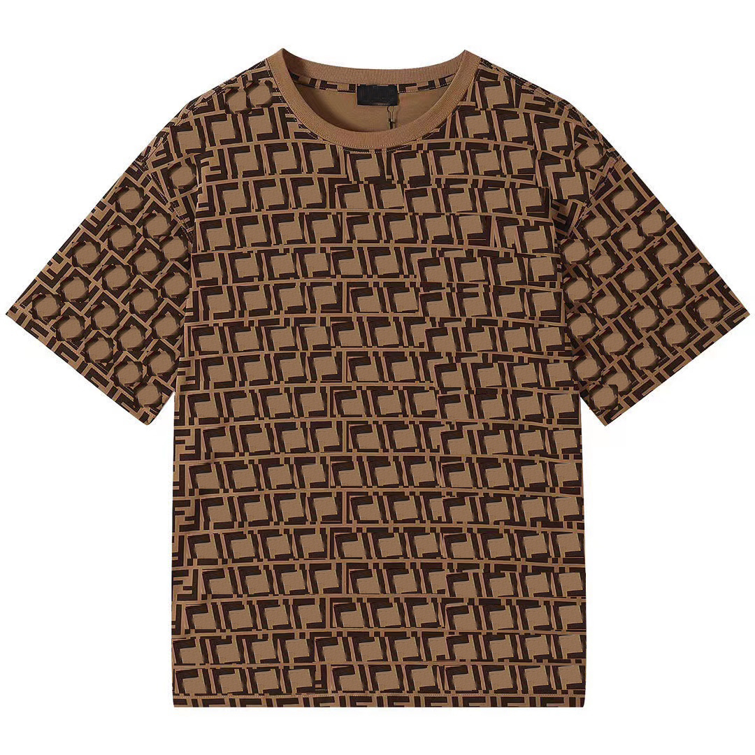 

Men's Tops Spring/Summer New Fashion Brand Letter Print Short Sleeve Designer Star Same Men's Crewneck T-Shirt Trend High Big Shot High-end Fidelity fend, Black