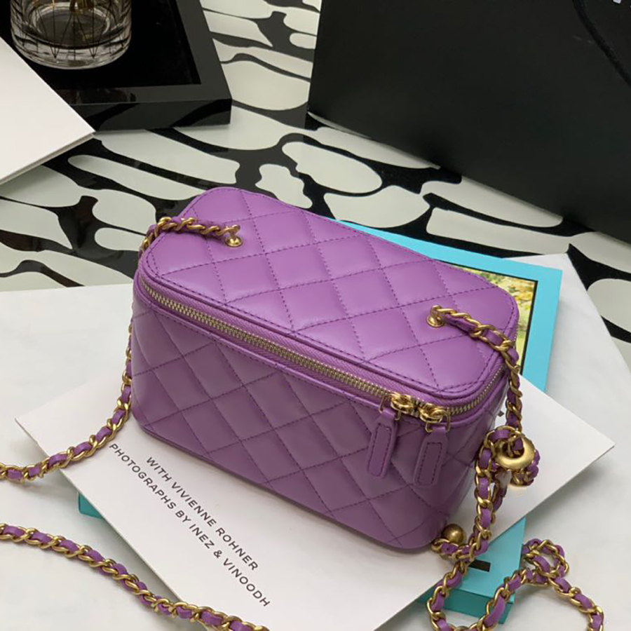 

10A Top quality luxury makeup bag 17cm fashion crossbody bags woman sheepskin shoulder handbag designer bags lady chain cosmetic bagss purse With box C030