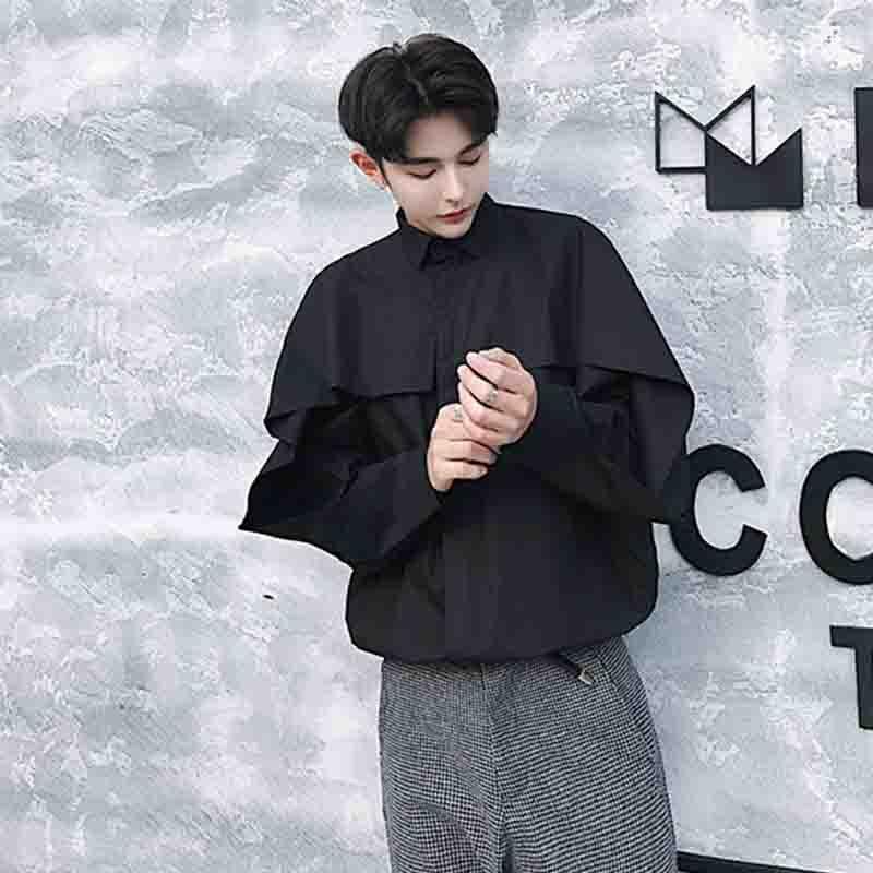 

Men' Casual Shirts Spring And Summer 2022 Men' Personalized Shirt Loose Literature Art Simple Dark Forest Hair Stylist TrenMen, Black