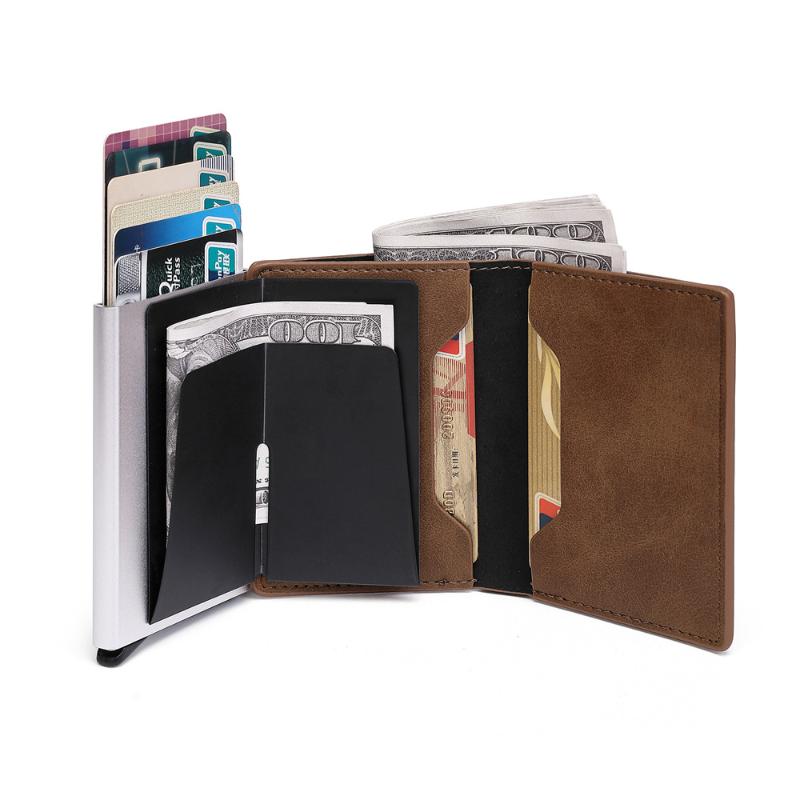 

Card Holders Portable Holder Rfid Anti-theft Brush Male & Female Top Pu Leather Wallet With Coin Pocket Note CompartmentCard, Tvh-608 blue