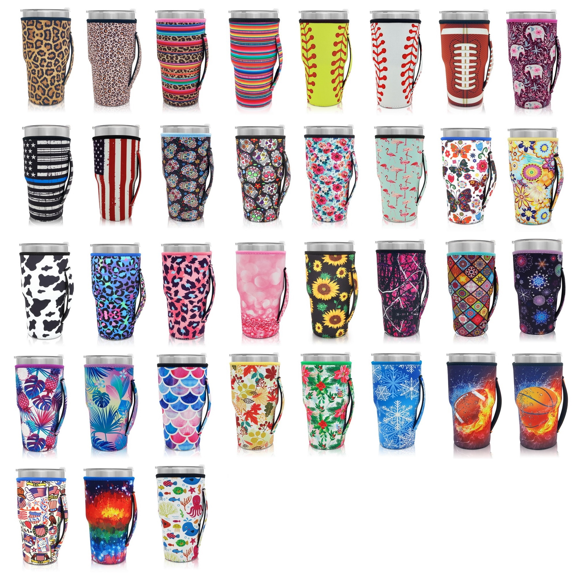 

Drinkware Supplies Reusable Insulator Iced Coffee Cup Sleeves Neoprene Cover Drinks Sleeve Holder with Handle for 30oz Tumbler Cup Cold and Hot Beverages