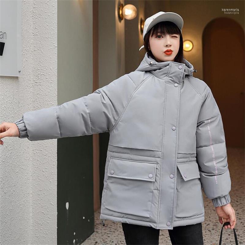 

Women' Down & Parkas 2022 Winter Jacket Women Printing Oversized Hooded Loose Short Style Stand Collar Plus Size Casual Thick Coats Kare22, Beige