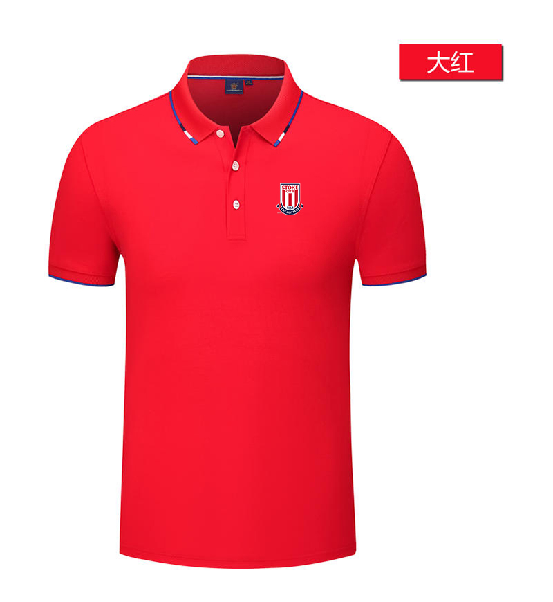 

Stoke City F.C. Men's and women's POLO shirt silk brocade short sleeve sports lapel T-shirt LOGO can be customized, No 5