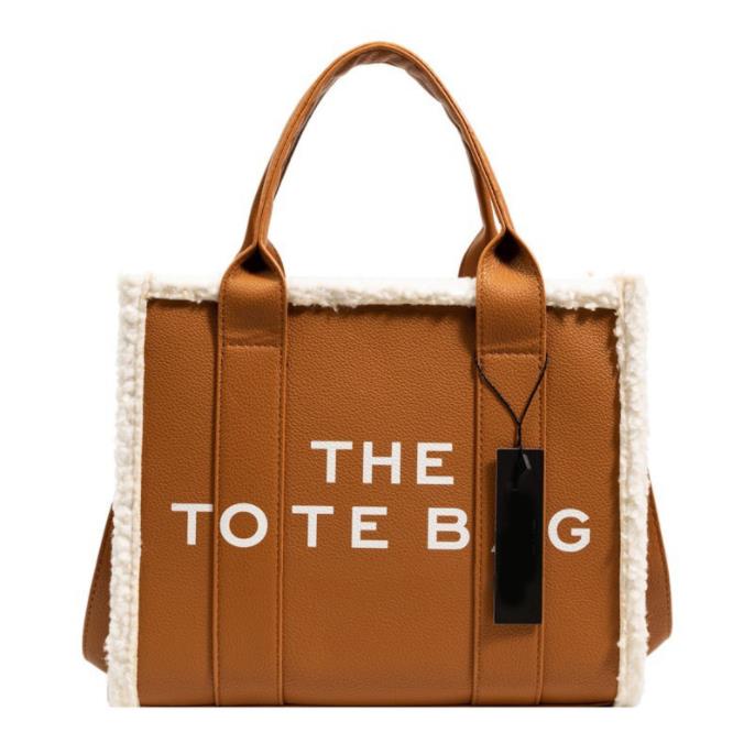 

High-capacity tote bag female color lettering fashionable shoulder bag business commuter bag students street trend bag, White