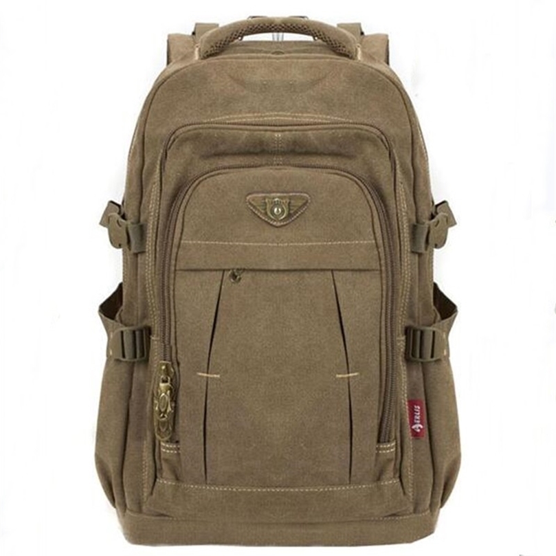 

Mens Military Canvas Backpack Zipper Rucksacks Laptop Travel Shoulder Mochila Notebook Schoolbags Vintage College School Bags 220713, Black