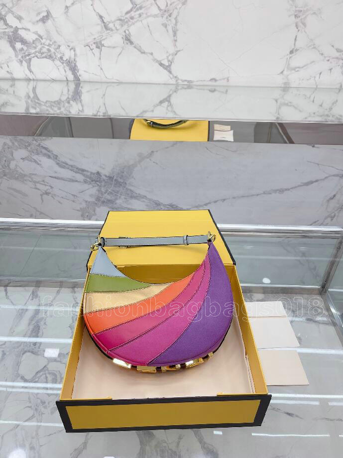 

Graphy Halfmoon Underarm Bag Colorful Leather Womens Designer Luxurys Shoulder Bag Bottom Metal Letters