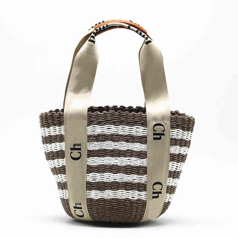 

2022 new straw cylinder portable Shoulder Bag Fashion contrast rattan vegetable basket diagonal cross hand woven bag, Multi