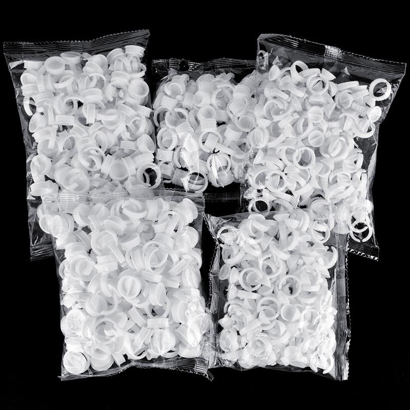 

False Eyelashes White Plastic Glue Ring Cups For Extension Microblading Pigment Holder Makeup Beauty Tools Tattoo SupplierFalse