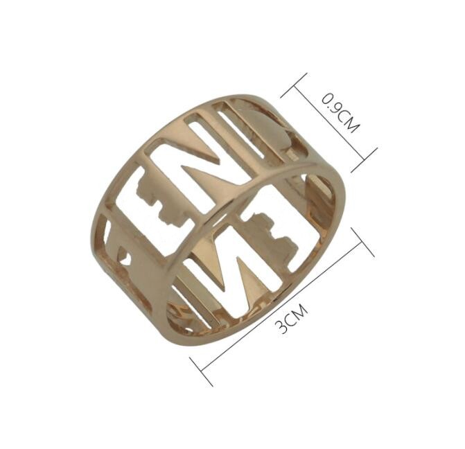 

Made in italy Top Quality Extravagant black white hollow Ring Gold Silver Rose Stainless Steel letter Rings Fashion Women men wedding Jewelry boy girl Party size 6 7 8 9