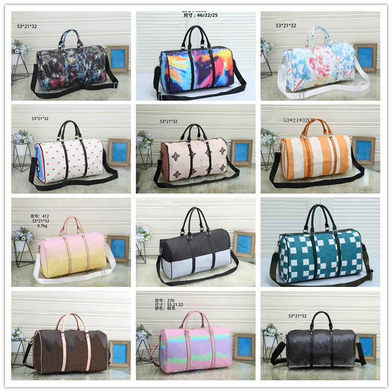 

More Colors Brand KP 50cm Tote Designers Women Handbag Men Travel Bag Leather Large Capacity Luggage Duffle Bags, With logo