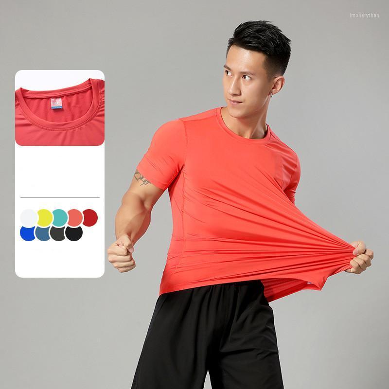 

Men's T-Shirts 2022 Brand Men's Sports T-Shirt Stretch Short Sleeve Tight Ice Silk Quick Dry Outdoor Seamless Breathable TopMen's Imon22, White