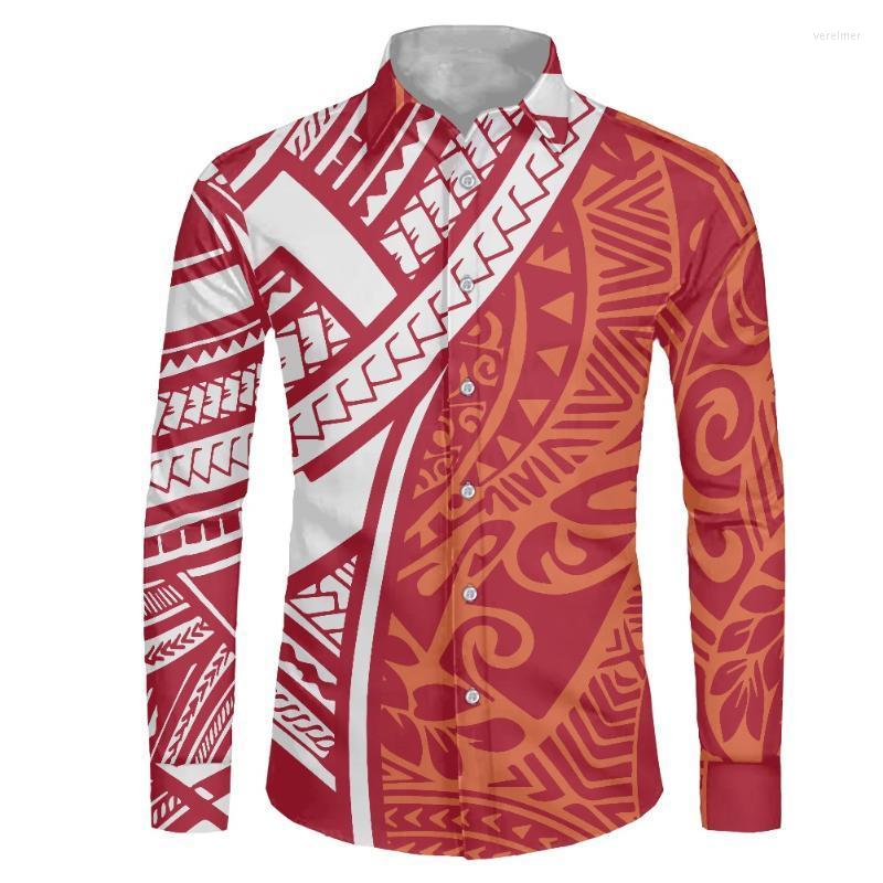 

Men's Dress Shirts Samoan Tribal Tattoo Print Button Up Shirt Men Clothing Fashion Fall Casual Red/White Long Sleeve Mens ShirtsMen's Vere22, Ysfh0274f70