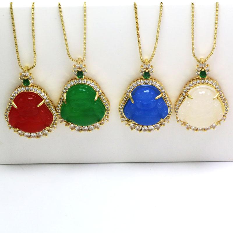 

Chains Hip Hop Crystal Buddha Pendant Necklace For Women Amulet Bling Maitreya Buddah Luxury Jewelry Chinese Style GiftChains