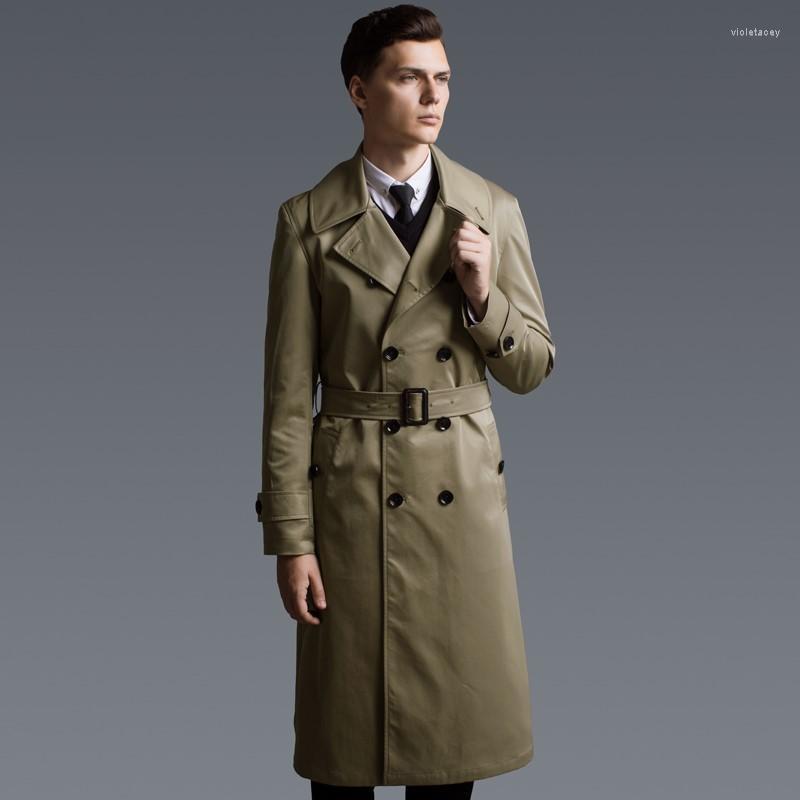 

Men' Trench Coats British Style Men Double Breasted Long Plus Size Spring Autumn Casual Windbreaker Slim Khaki Waterproof Classic TrenchMen