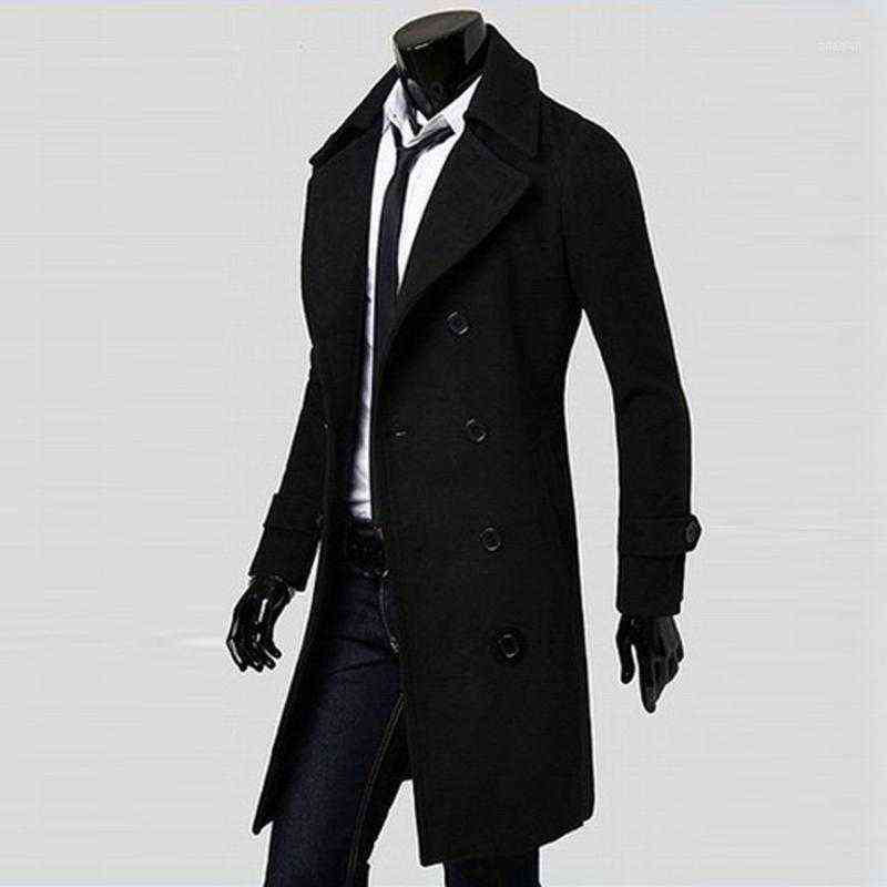 

Men's Wool & Blends Coat Winter Slim Stylish Trench Double Breasted Long Jacket Parka BK/M Casual High Quality Autumn Mens Tops Blouse T220810, Grey