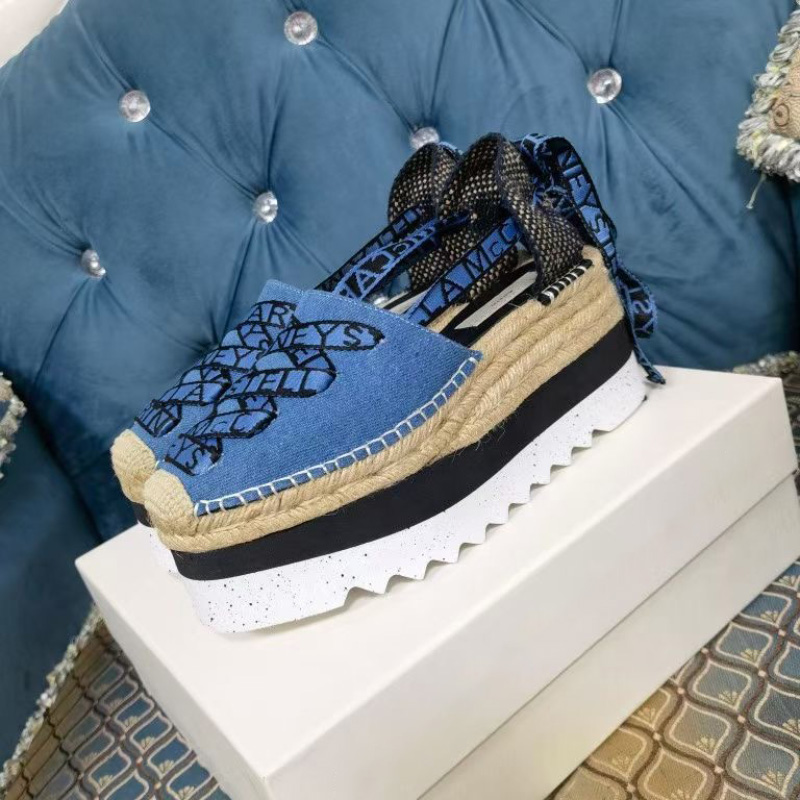 

Gaia Organic Canvas Platform Espadrilles Blue lace-up shoes JUTE spring summer beach flats Wedge sandals hand made shoe for women casual luxe lounge factory footwear, Silver