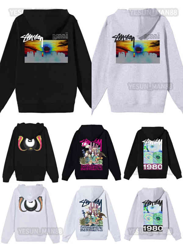 

Designer Luxury Stusy Classic Flowers Letter Printed Hoodie Fashion Stusi Mens And Womens Couples Loose Pullover Casual Sweater Hooded, 21