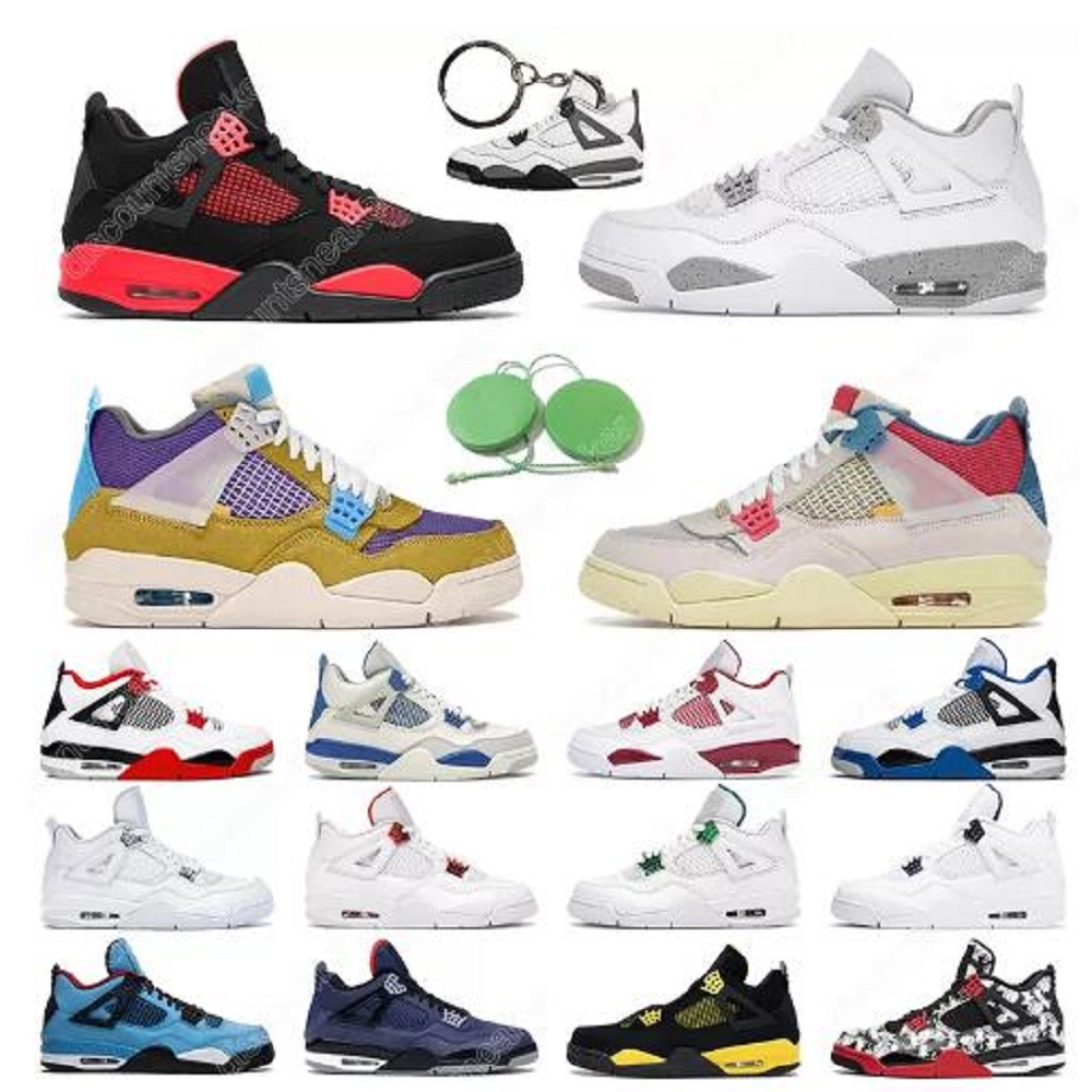

5.5-13 Mens basketball shoes 4s 4 Neon fire red black cat white cement Desert Moss cool grey Starfish men trainer sports sneakers, # 39