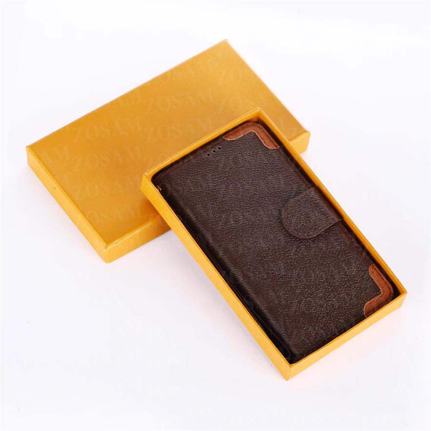 

with Box Designer Wallet Pouch Phone Cases for iPhone 13 13pro 12 Mini 11 Pro 11pro X Xs Max Xr 8 7 Plus Leather Folio Magnet Clos297f, Brown flower