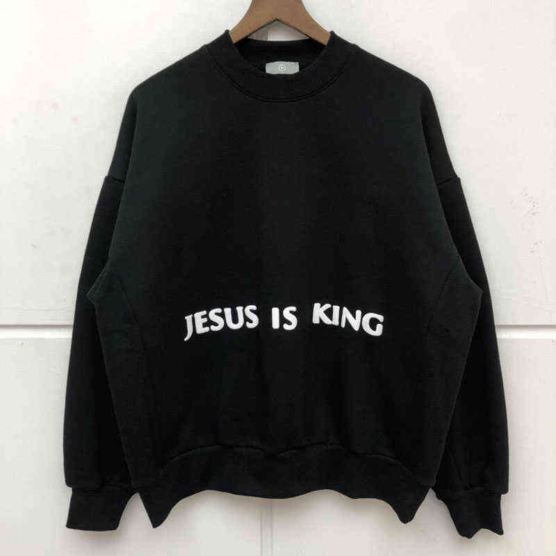 

Sweatshirt Cotton Fleece Printed Oversized Men Women Quality Grandpa Jesus Is King Fleece Pullover T220726, Fg-black