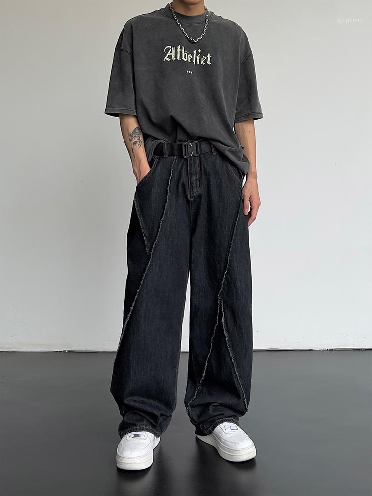 

Men' Jeans Men' Fashion Streetwear 2022 Harajuku Casual Straight Pants Male Loose Denim UnisexMen, Black