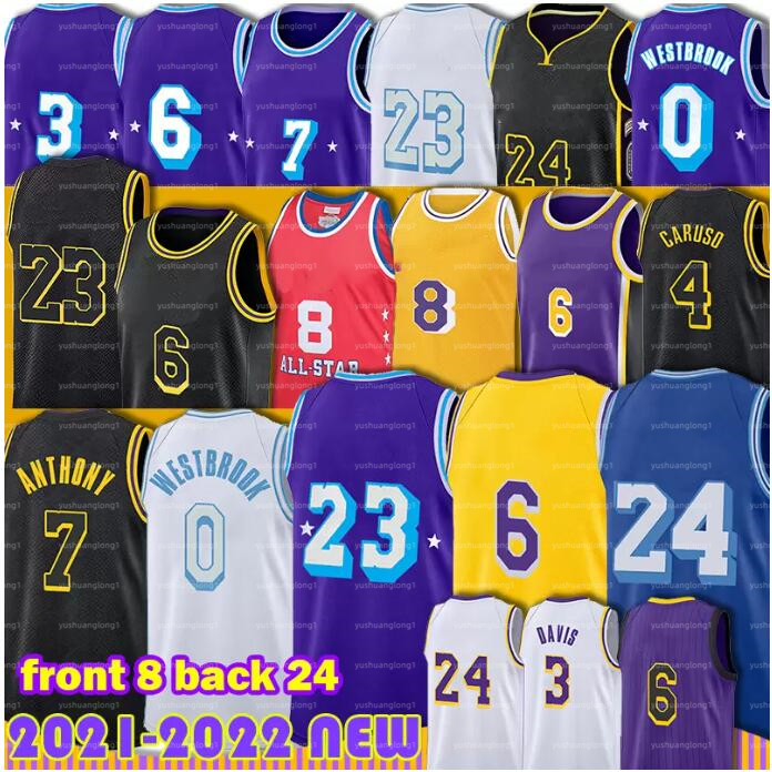 

23 6 Jame Men Basketball Jerseys Russell 0 Westbrook Los 7 Anthony 3 Davis Kyle 4 Caruso Green 34 8 32 Retro Jersey Stitched S- 75th 2022, As