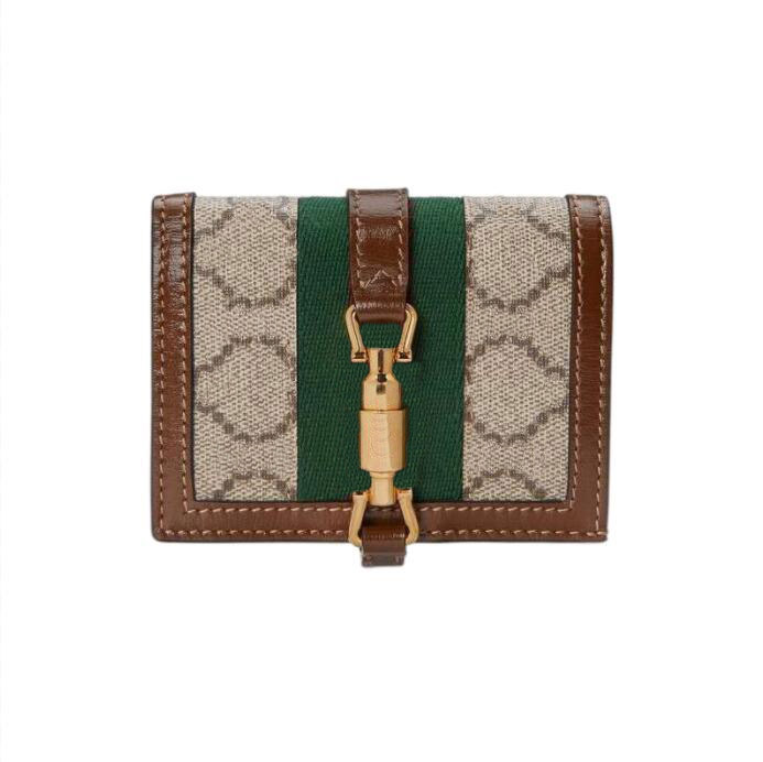 

TZ Ladies Purse Classic Jackie Card Holder Brown Mini Wallet Designer Letters Interwoven Pattern Red and Green webbing Fashion Casual Coin Purse Wallets Card Holder, Customize