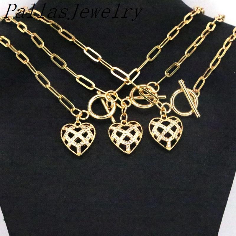 

Pendant Necklaces 6Pcs Gold Color Cz Small Heart Charms For Women Plating Choker Necklace Female Fashion JewelryPendant