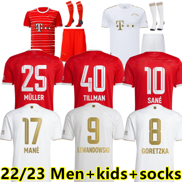 

Men kids socks DE LIGT soccer jersey 22 23 SANE HERNANDEZ BAYERN MUNICH GNABRY GORETZKA COMAN MULLER DAVIES KIMMICH football shirt 2022 2023 uniforms, 22/23 away socks