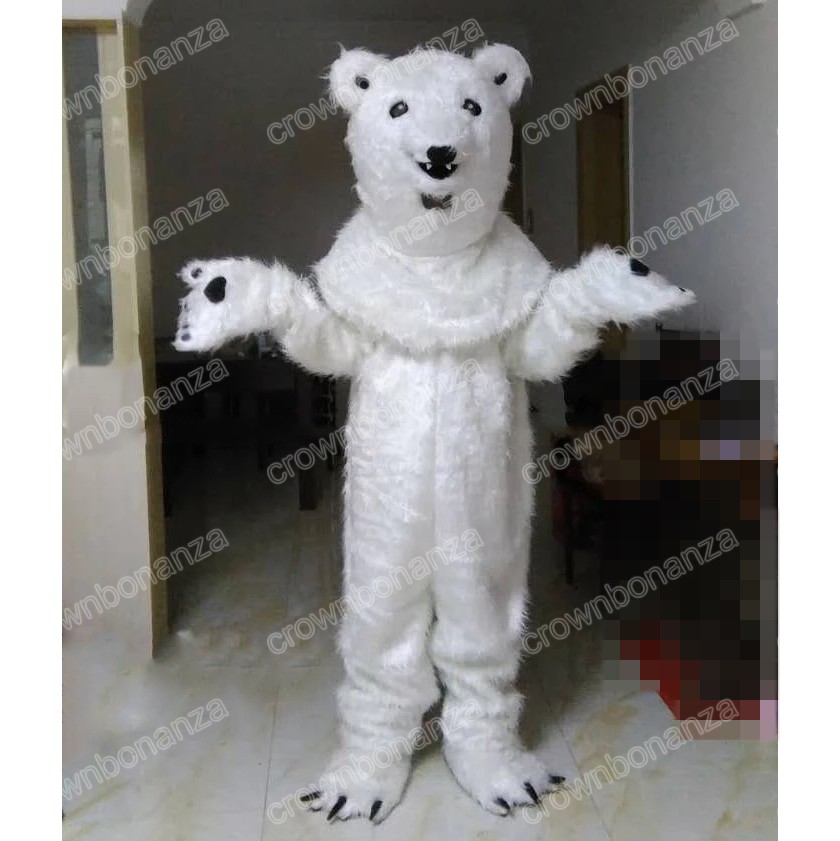 

Halloween Plush Polar Bear Mascot Costume Cartoon Anime theme character Adults Size Christmas Carnival Birthday Party Outdoor Outfit, As picture