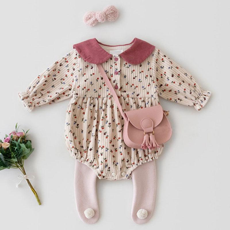 

Jumpsuits Baby Girl Corduroy Printing Rompers Long Sleeves Spring Autumn Born ClothesJumpsuits, 211h04 beige