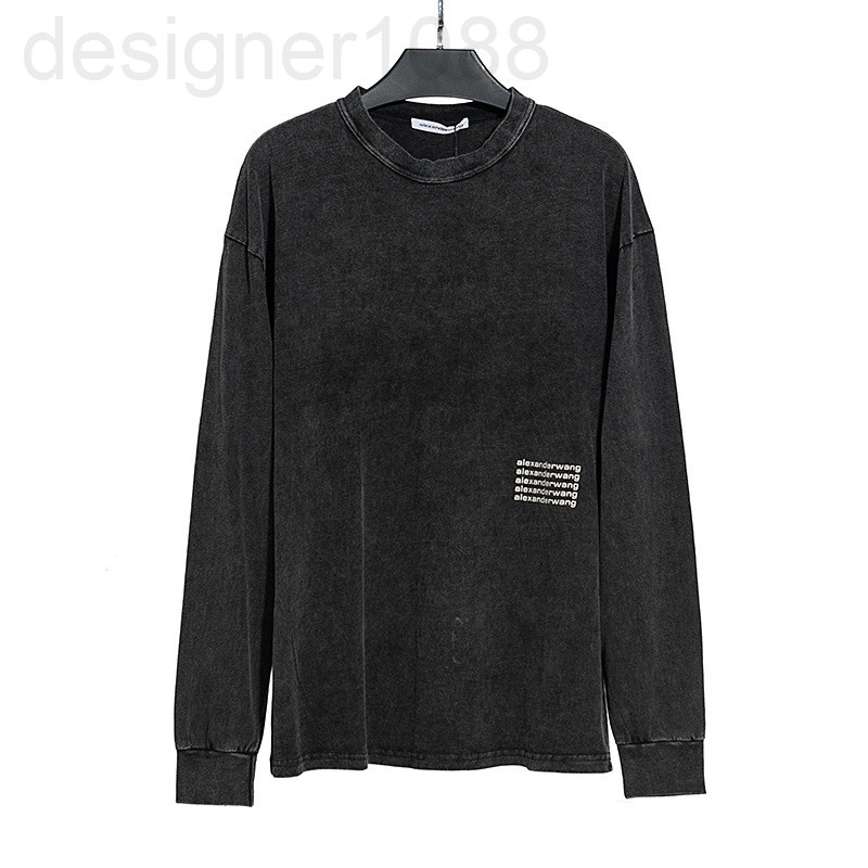 Women's T-Shirt designer 2022 spring and autumn new aw home loose worn washed letter printed cotton long sleeved Top Men's women's