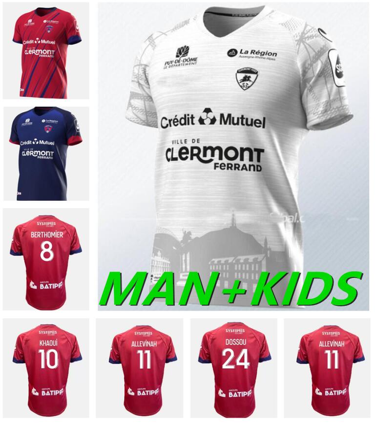 

22 23 MAILLOTS Clermont Foot 63 soccer jerseys home away third 2022 2023 bayo Dossou Allevinah Berthomier Magnin Iglesias BAYO TELL football shirts top thailand
